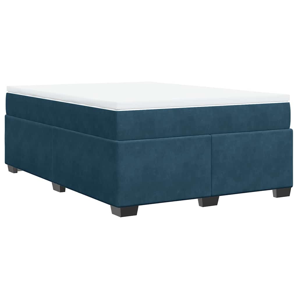Levně vidaXL Box spring postel s matrací tmavě modrá 160x200 cm samet