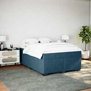 Box spring postel s matrací tmavě modrá 160x200 cm samet - obrázek 3