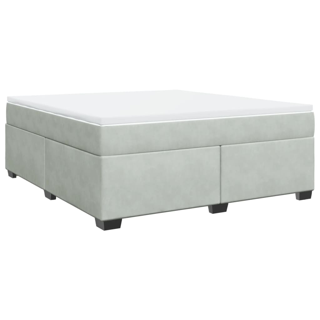 vidaXL Boxspring met matras fluweel lichtgrijs 180x200 cm grijs, foto 3
