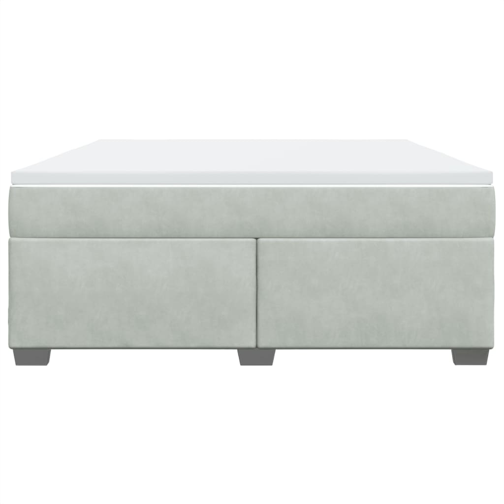 vidaXL Boxspring met matras fluweel lichtgrijs 180x200 cm grijs, foto 4