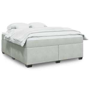 Box spring postel s matrací světle šedá 180x200 cm samet - obrázek 1