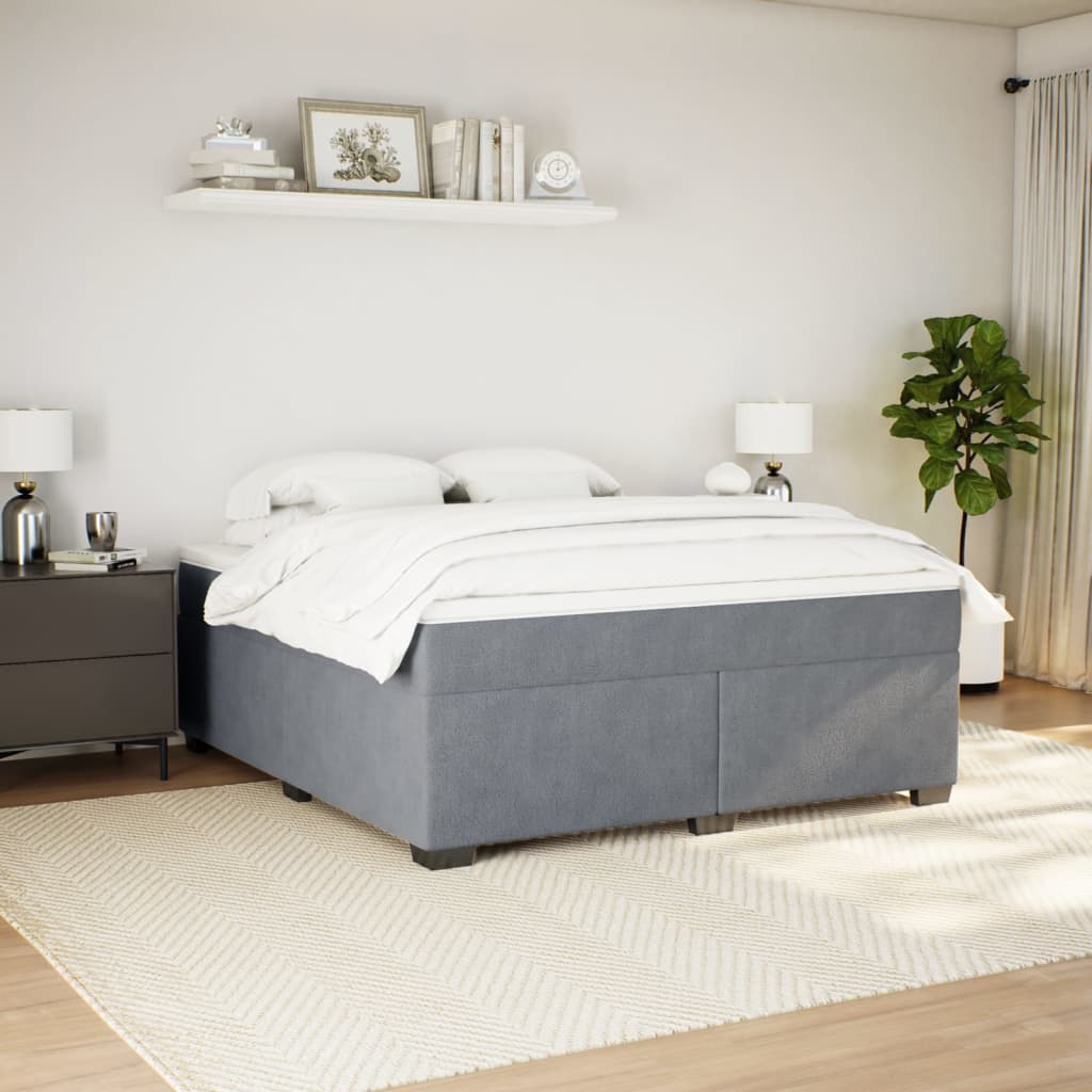 vidaXL Boxspring met matras fluweel donkergrijs 180x200 cm afbeelding