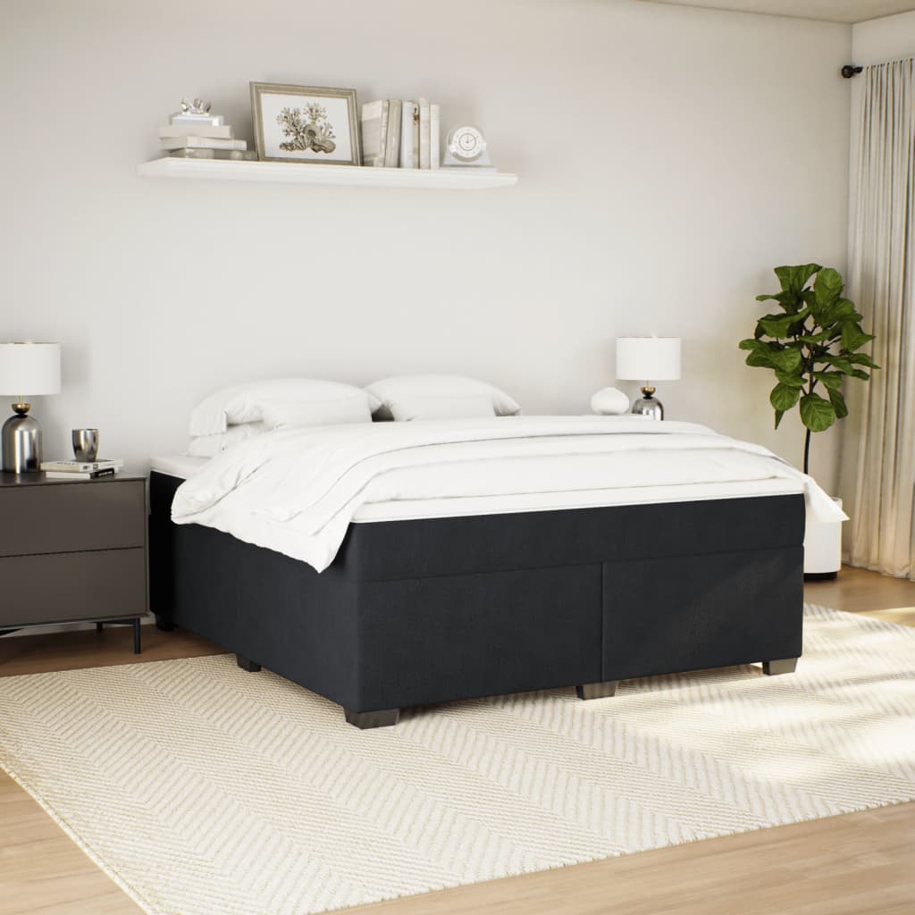 vidaXL Boxspring met matras fluweel zwart 180x200 cm afbeelding