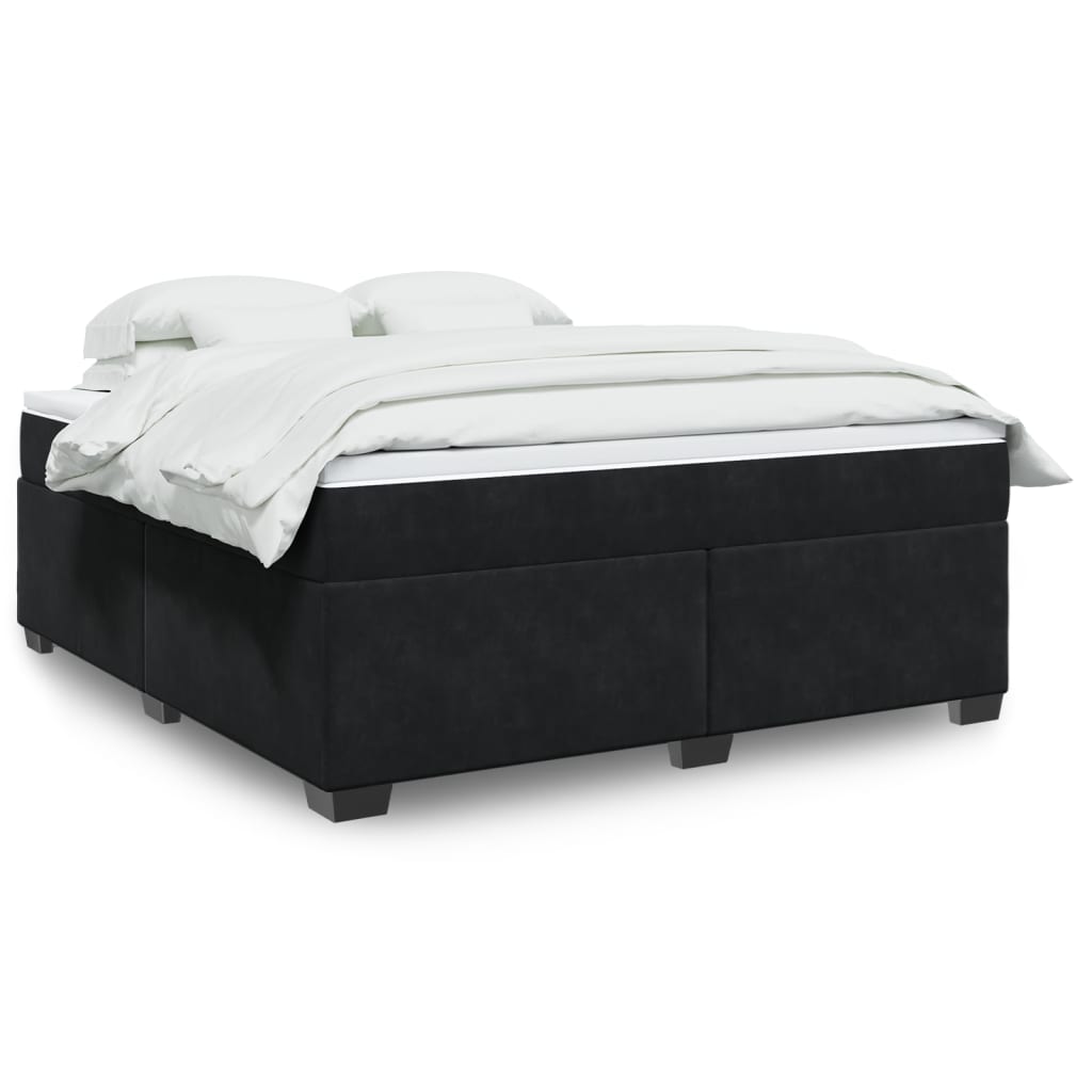 vidaXL Boxspringbett mit Matratze Schwarz 180x200 cm Samt