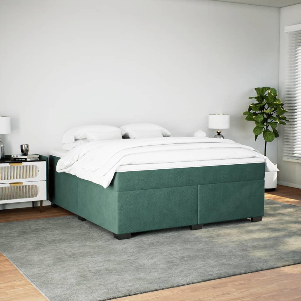 vidaXL Boxspring met matras fluweel donkergroen 180x200 cm afbeelding
