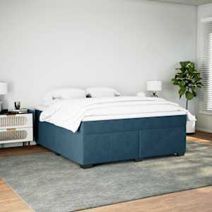 Box spring postel s matrací tmavě modrá 180x200 cm samet - obrázek 3