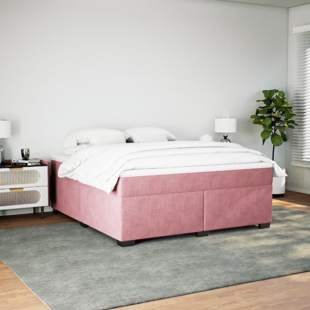 Thumbnail - vidaXL Boxspringbett mit Matratze Rosa 180x200 cm Samt