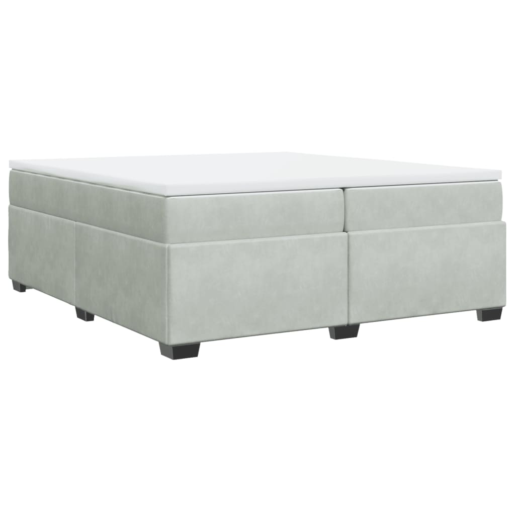 vidaXL Boxspring met matras fluweel lichtgrijs 200x200 cm grijs, foto 3