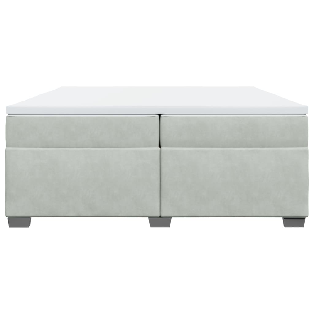 vidaXL Boxspring met matras fluweel lichtgrijs 200x200 cm grijs, foto 4
