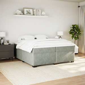 Box spring postel s matrací světle šedá 200x200 cm samet - obrázek 3