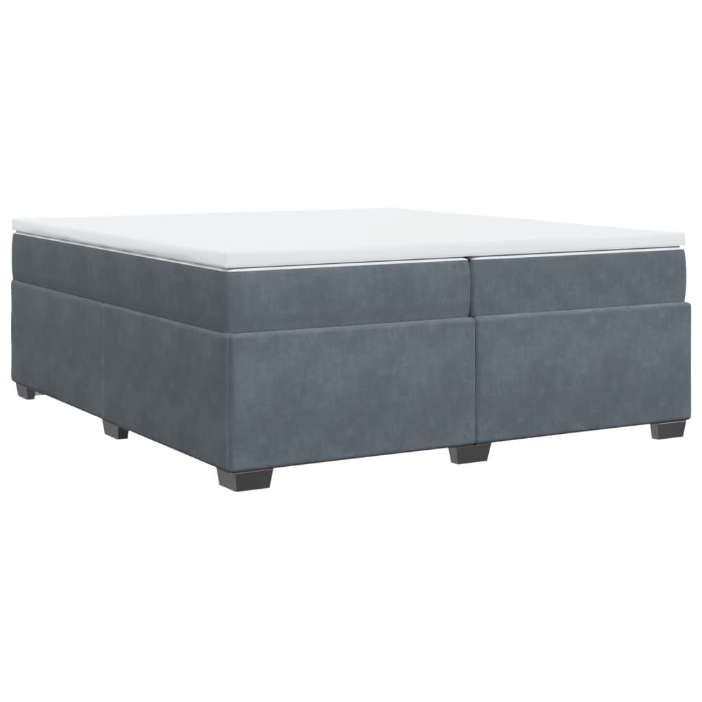 vidaXL Boxspring met matras fluweel donkergrijs 200x200 cm grijs, foto 3
