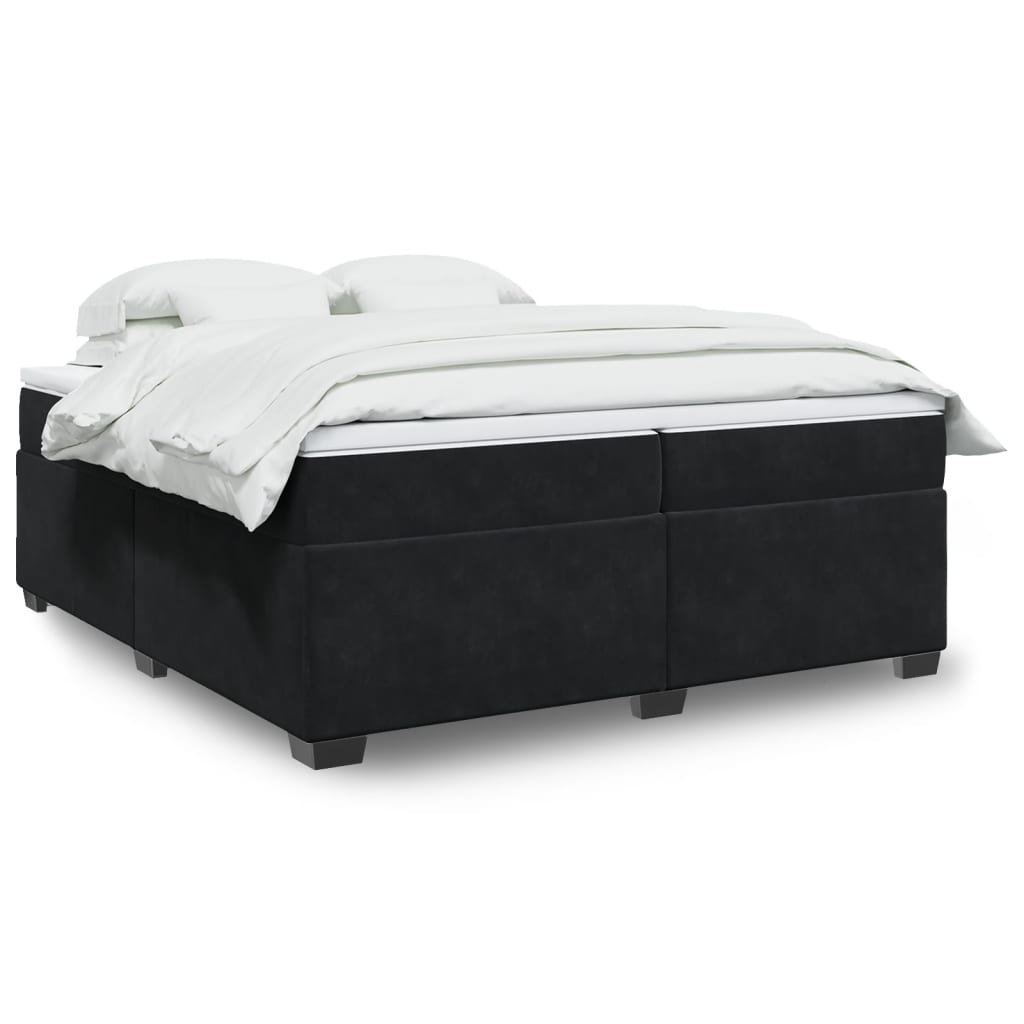 vidaXL Boxspringbett mit Matratze Schwarz 200x200 cm Samt