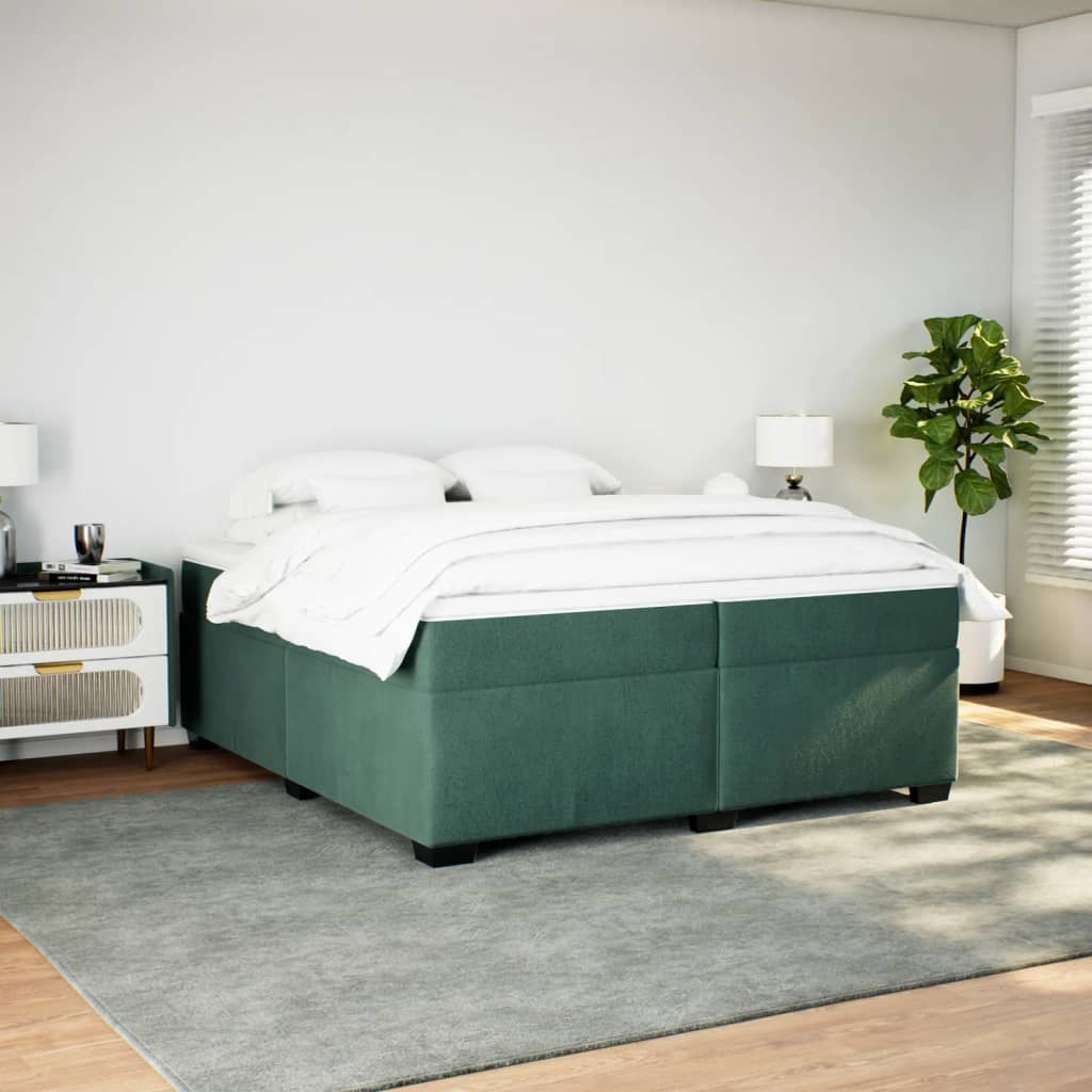 vidaXL Boxspring met matras fluweel donkergroen 200x200 cm afbeelding