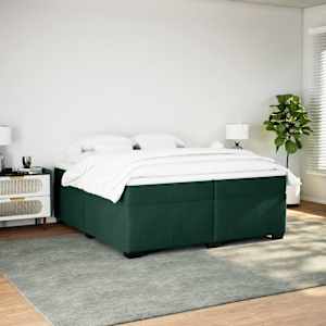 Box spring postel s matrací tmavě zelená 200x200 cm samet - obrázek 3