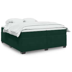Box spring postelja z vzmetnico temno zelena 200x200 cm žamet
