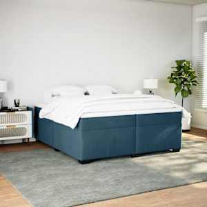 Box spring postel s matrací tmavě modrá 200x200 cm samet - obrázek 3