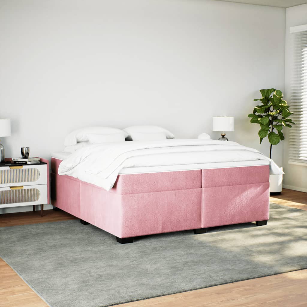 vidaXL Boxspring met matras fluweel roze 200x200 cm afbeelding