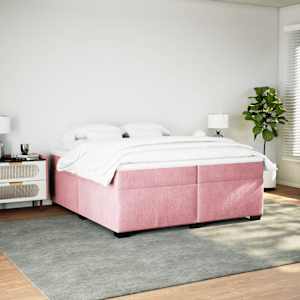 Box spring postel s matrací růžová 200x200 cm samet - obrázek 3