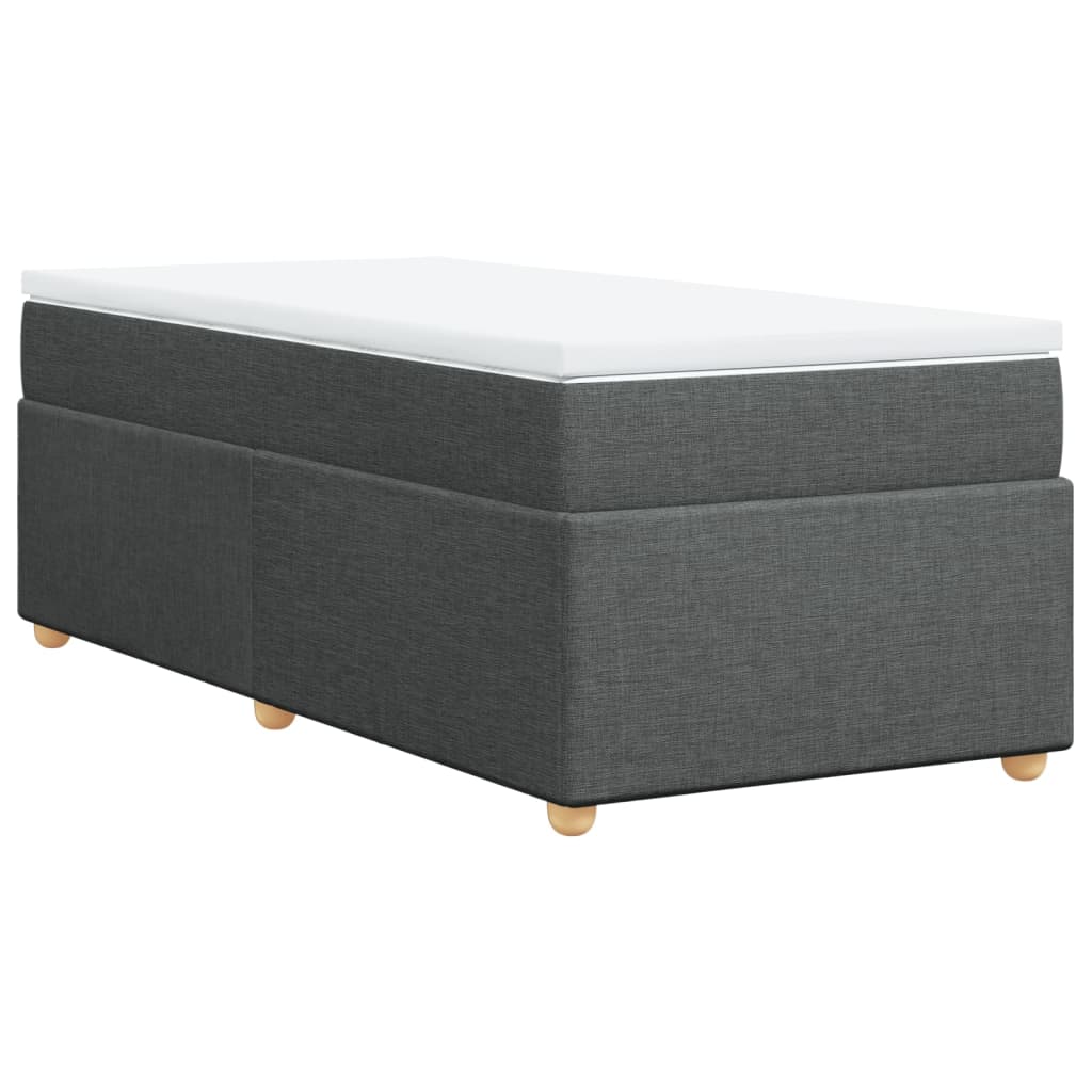 vidaXL Pat box spring cu saltea, gri închis, 80x200 cm, textil