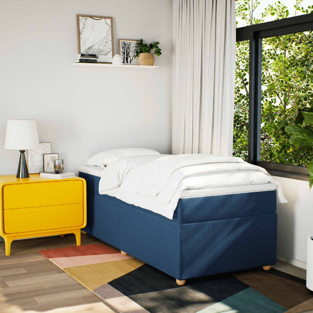 vidaXL Boxspring met matras stof blauw 80x200 cm afbeelding
