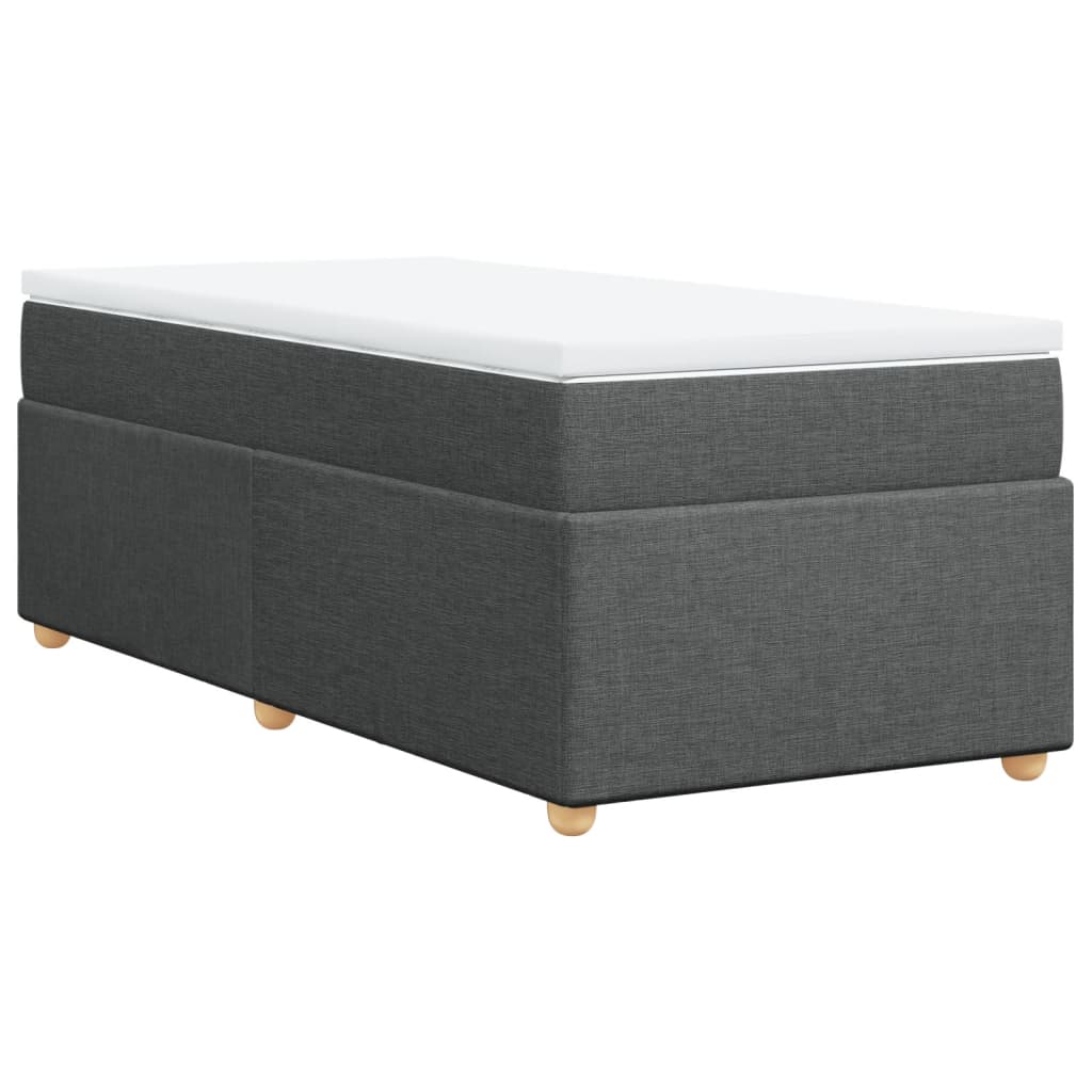 vidaXL Pat box spring cu saltea, gri închis, 90x190 cm, textil