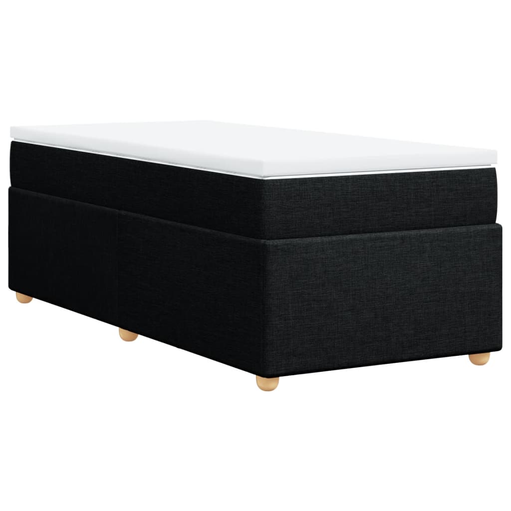 vidaXL Pat box spring cu saltea, negru, 90x190 cm, textil