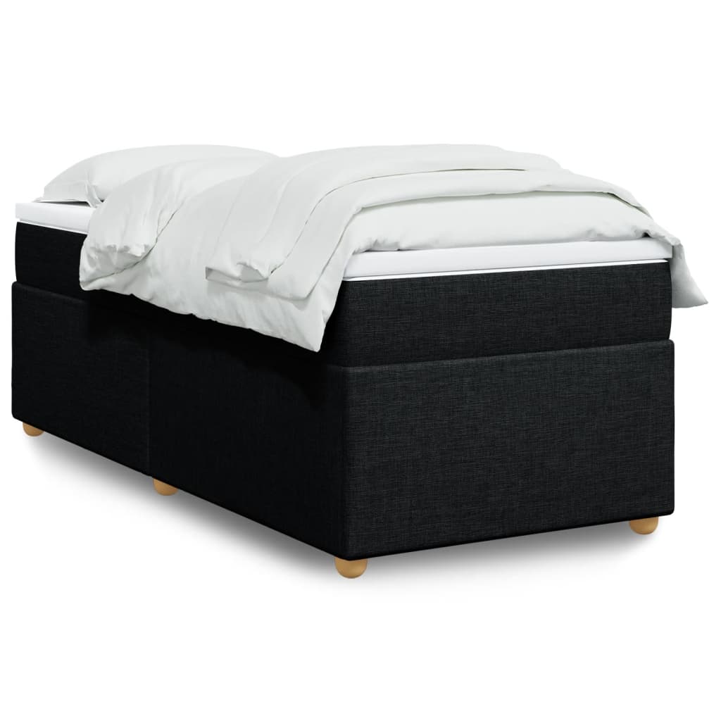 Kontinentalseng med madras og topmadras 90×190 cm - stof, sort