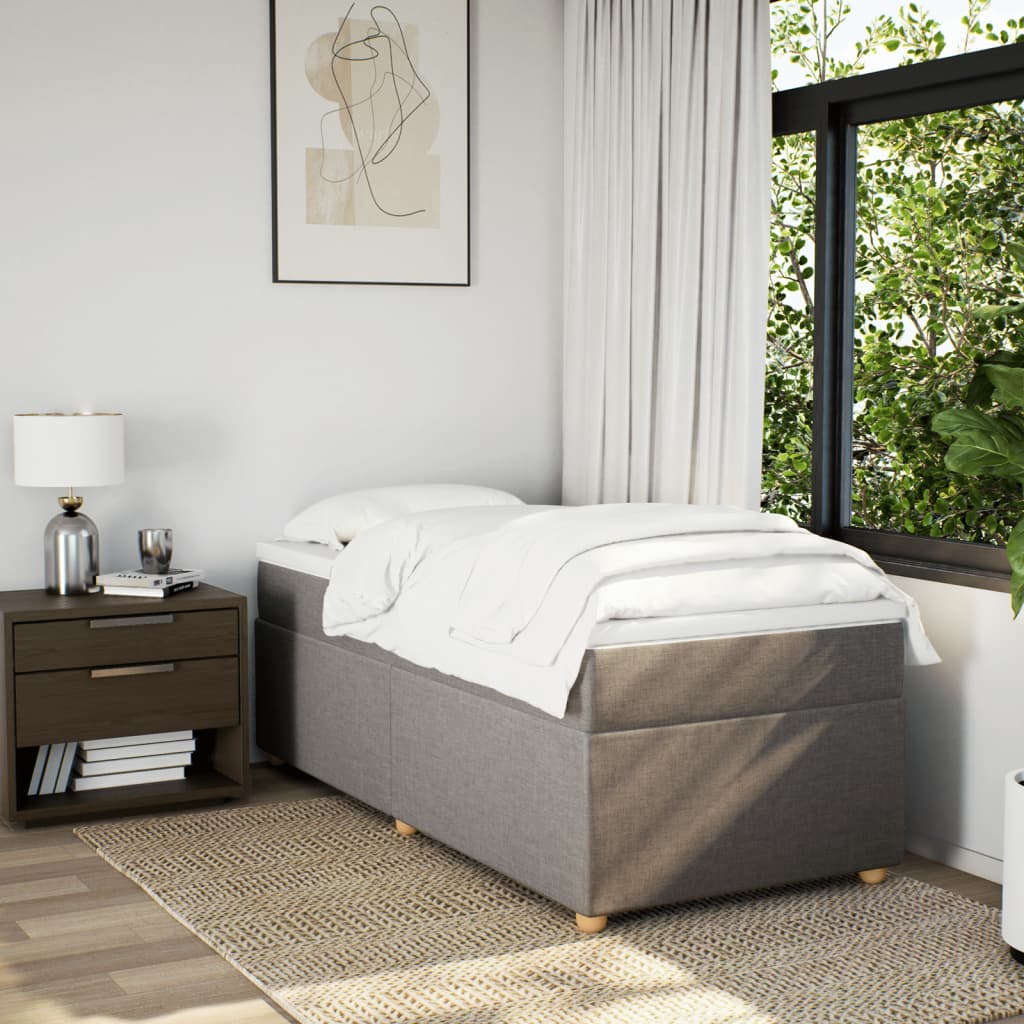 vidaXL Boxspring met matras stof taupe 90x190 cm afbeelding
