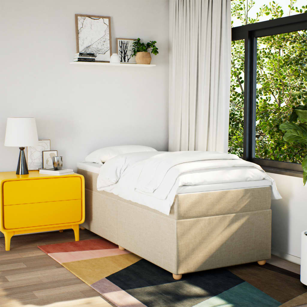 vidaXL Boxspring met matras stof crèmekleurig 90x190 cm, foto 2