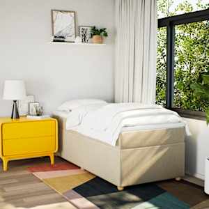 Box spring postel s matrací krémová 90x190 cm textil - obrázek 3