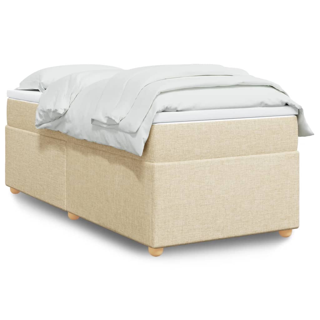 vidaXL Pat box spring cu saltea, crem, 90x190 cm, textil