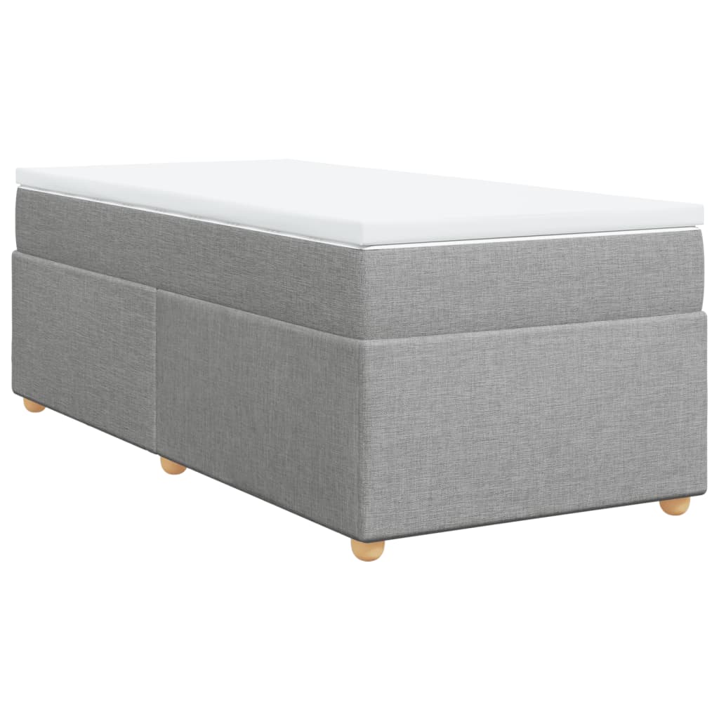 vidaXL Pat box spring cu saltea, gri deschis, 90x200 cm, textil