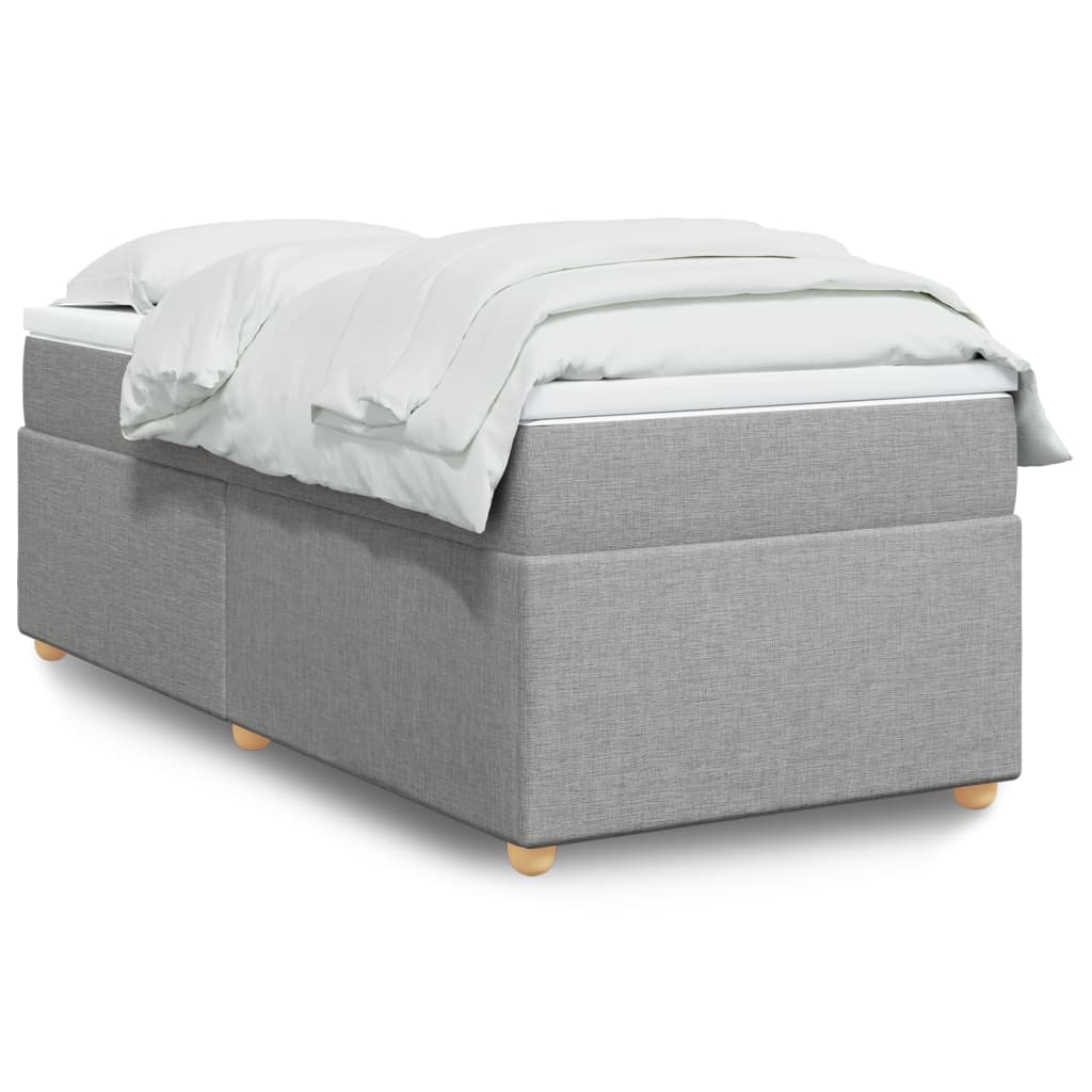 vidaXL Boxspringbett mit Matratze Hellgrau 90x200 cm Stoff