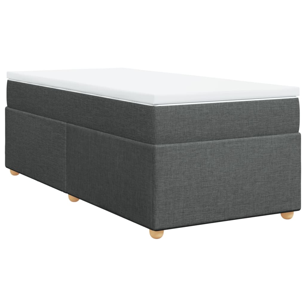 vidaXL Pat box spring cu saltea, gri închis, 90x200 cm, textil
