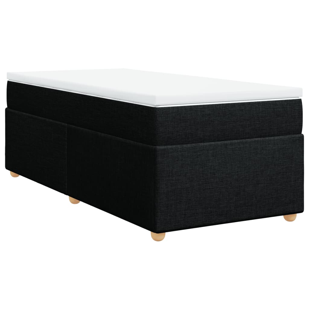 vidaXL Pat box spring cu saltea, negru, 90x200 cm, textil