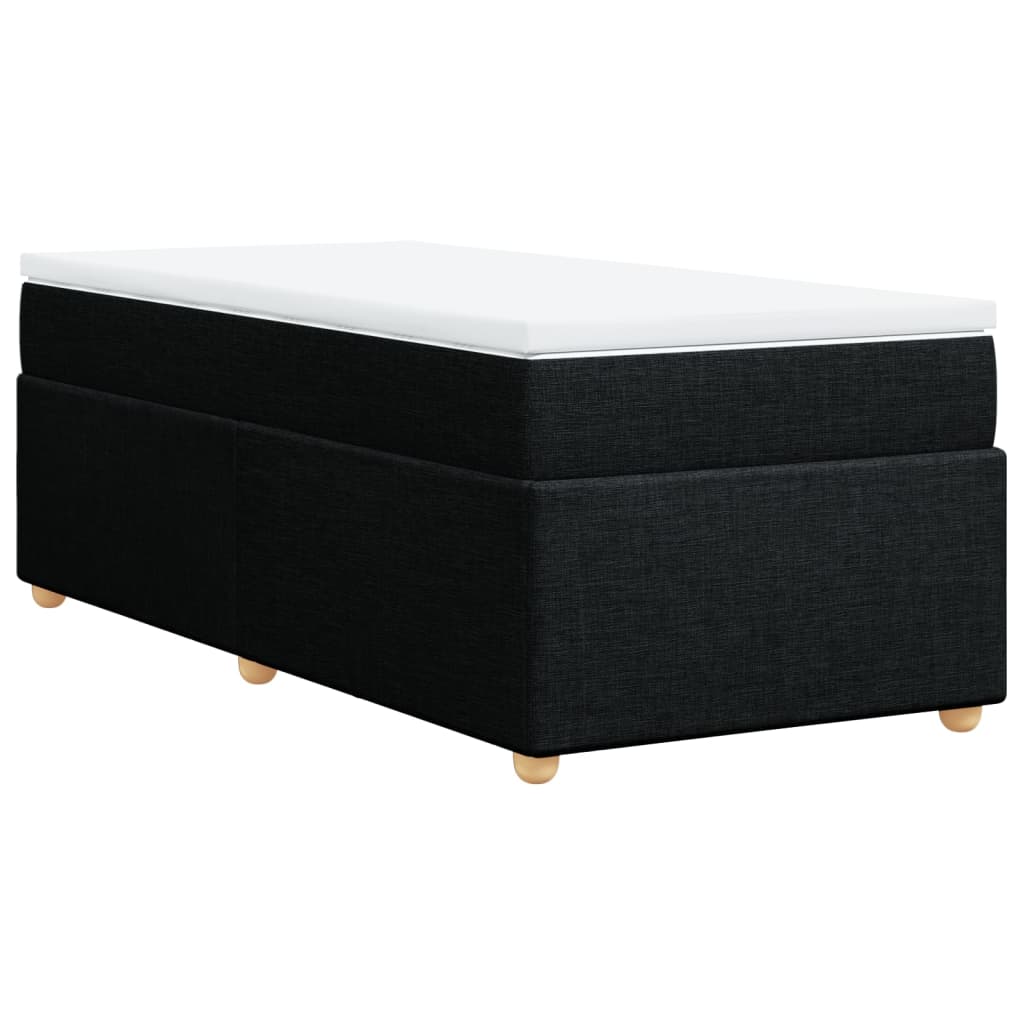 vidaXL Pat box spring cu saltea, negru, 100x200 cm, textil