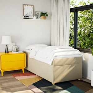 Box spring postel s matrací krémová 100 x 200 cm textil - obrázek 3