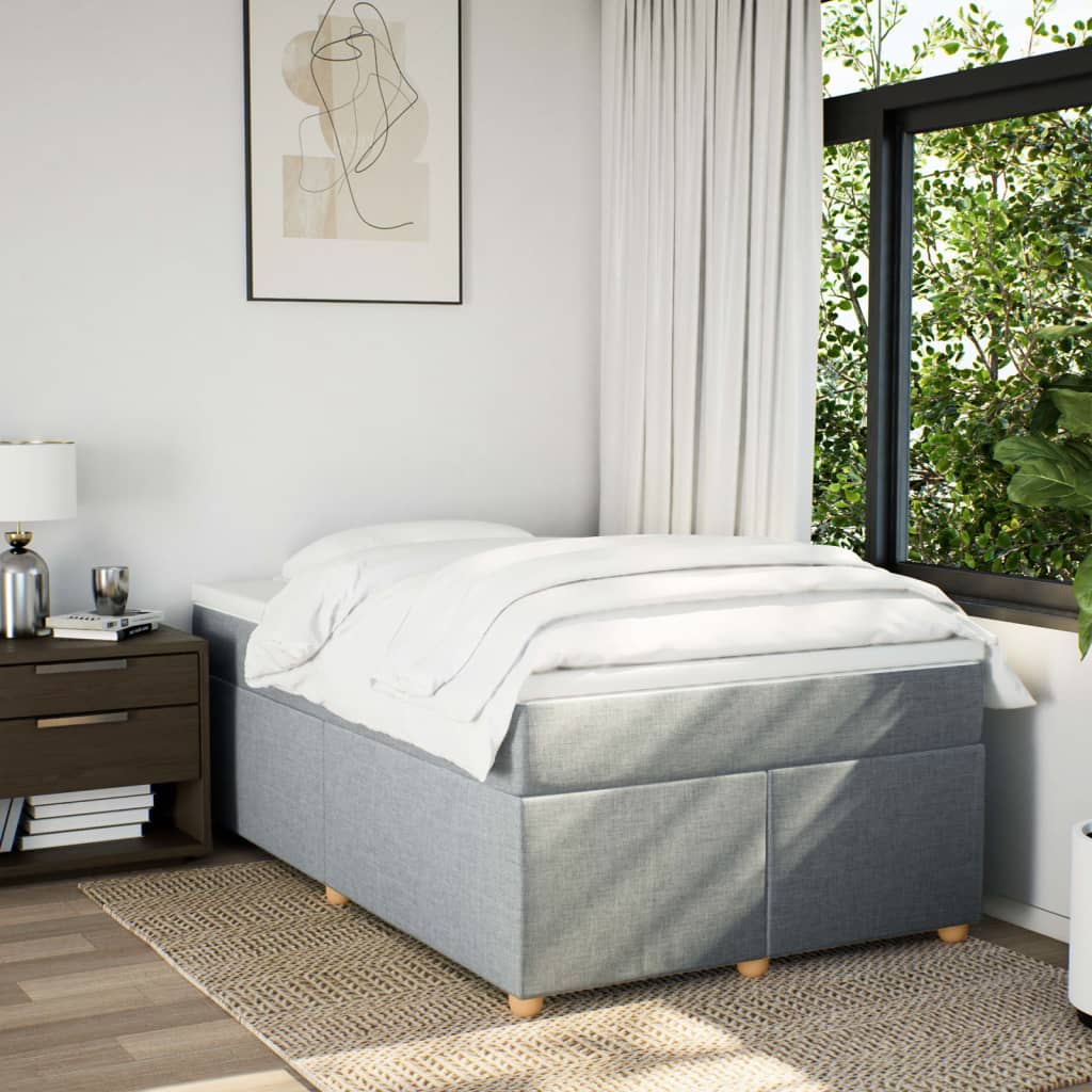 vidaXL Boxspring met matras stof lichtgrijs 120x190 cm afbeelding