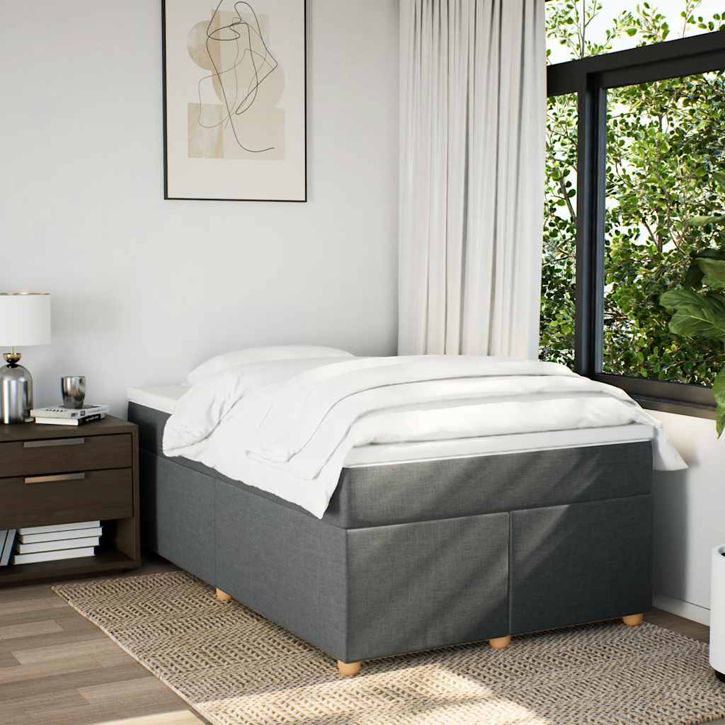 vidaXL Boxspring met matras stof donkergrijs 120x190 cm afbeelding