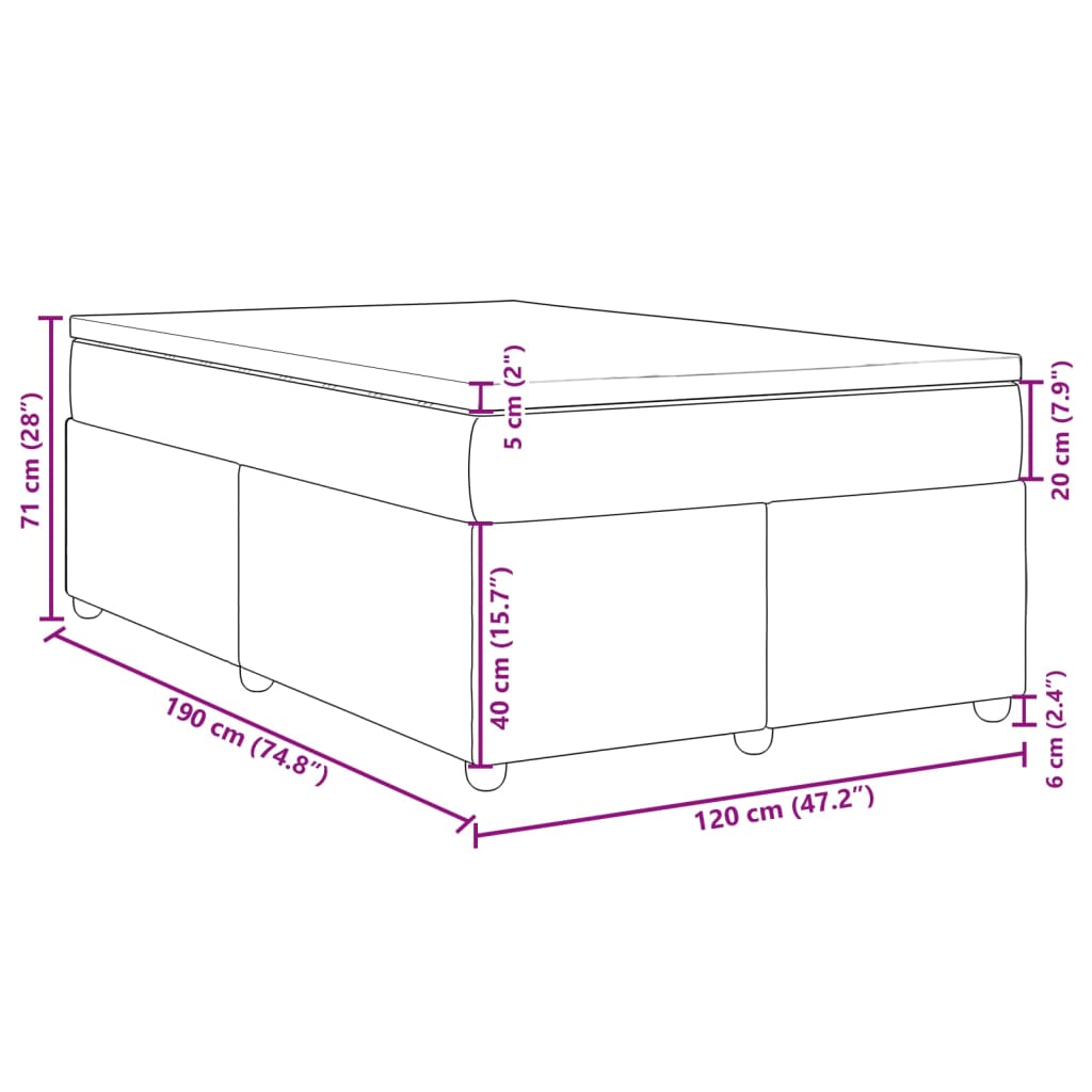 Łóżko kontynentalne z materacem, taupe, 120x190 cm, tkanina