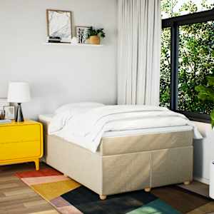 Box spring postel s matrací krémová 120x190 cm textil - obrázek 3