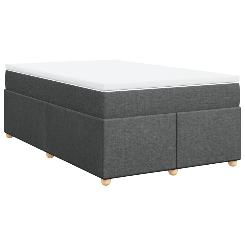 vidaXL Pat box spring cu saltea, gri închis, 120x200 cm, textil