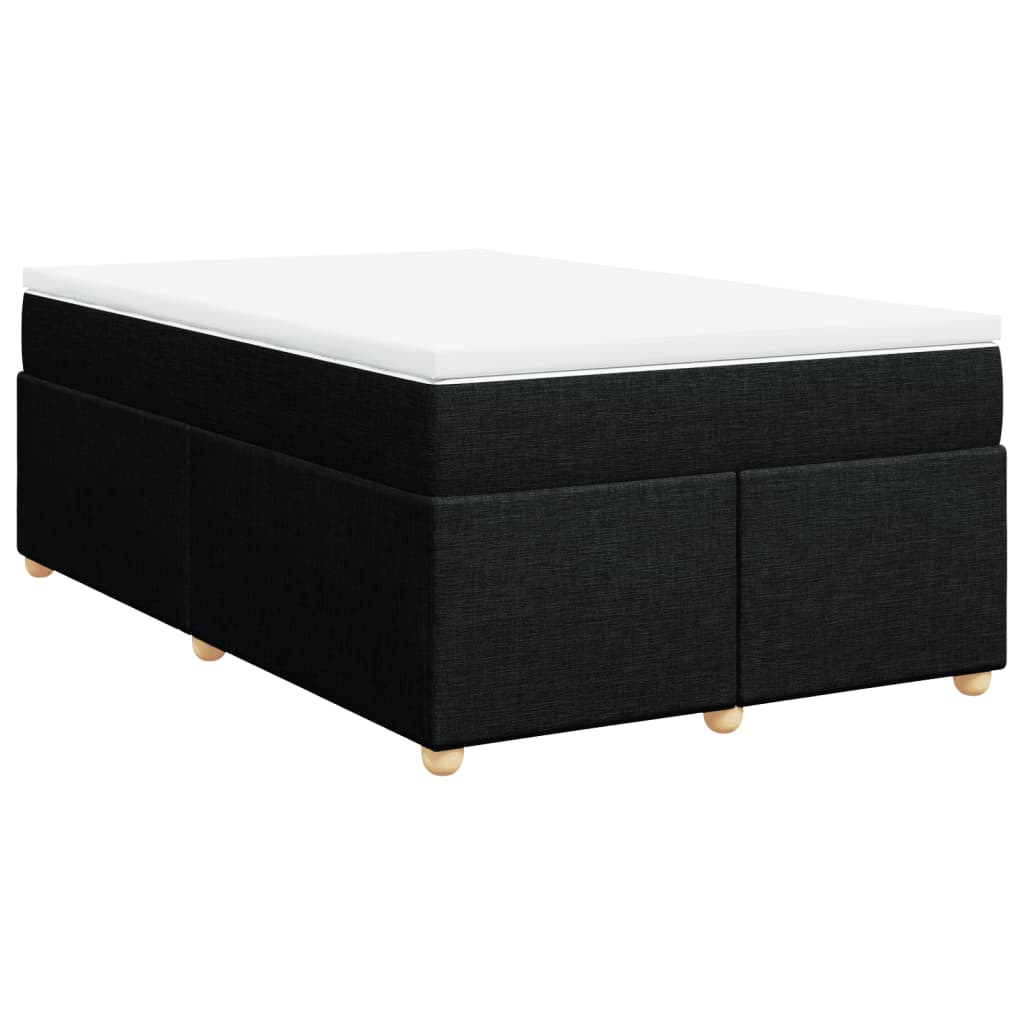 vidaXL Pat box spring cu saltea, negru, 120x200 cm, textil
