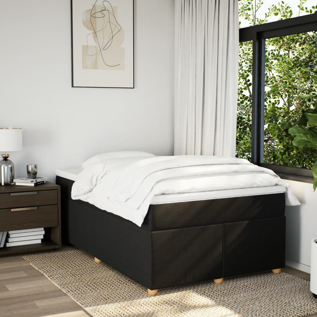 vidaXL Boxspring met matras stof zwart 120x200 cm afbeelding