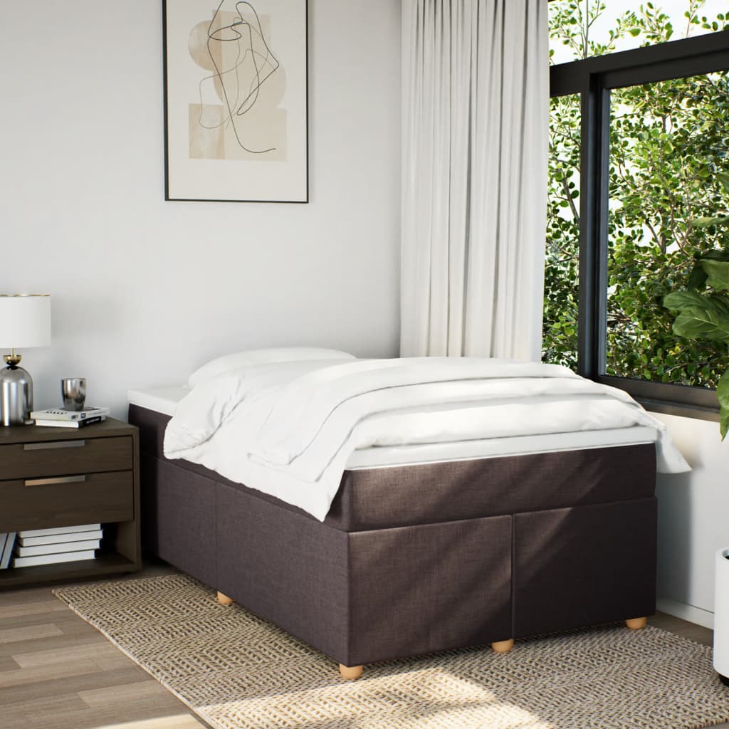 vidaXL Boxspring met matras stof donkerbruin 120x200 cm bruin, foto 2