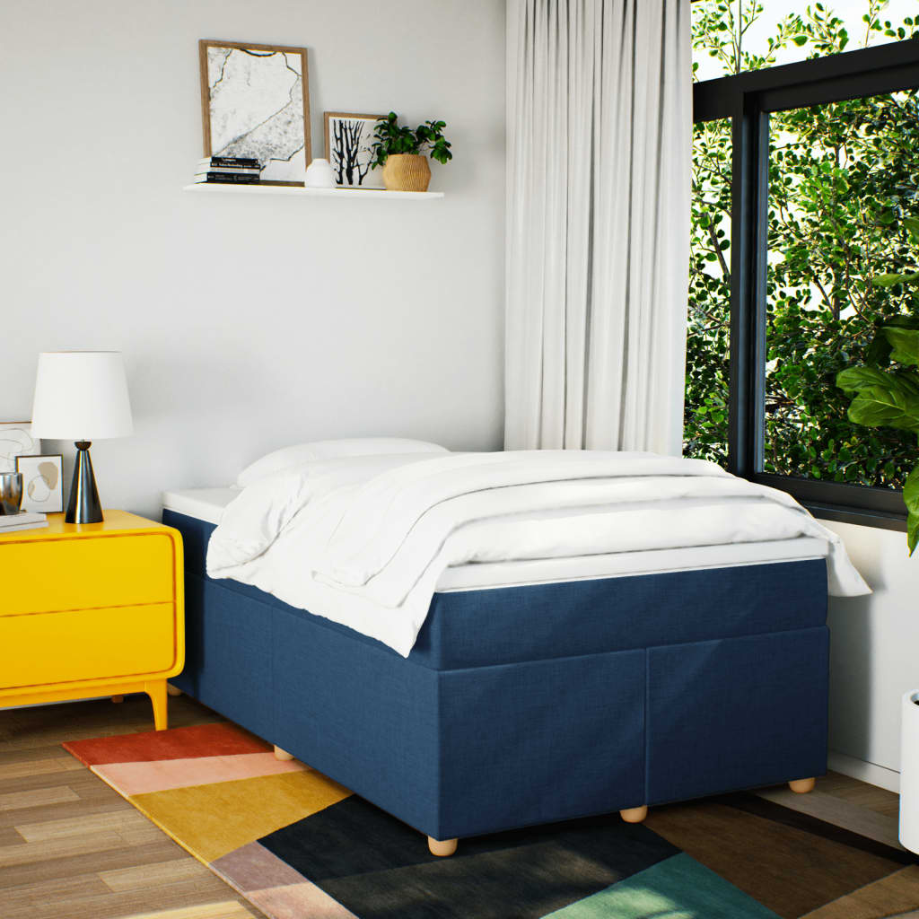 vidaXL Boxspring met matras stof blauw 120x200 cm afbeelding