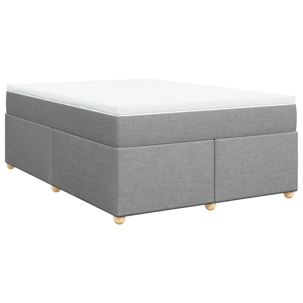 vidaXL Pat box spring cu saltea, gri deschis, 140x190 cm, textil