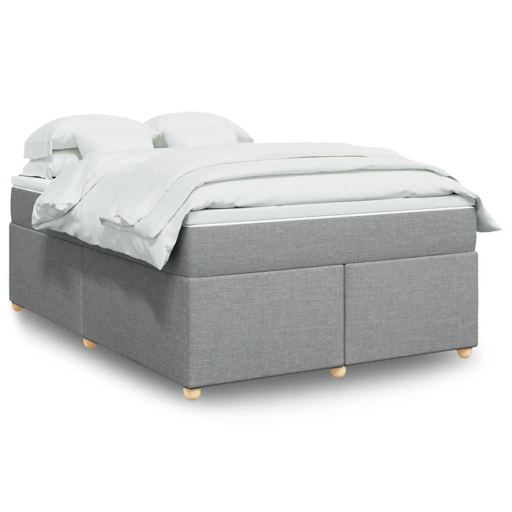 Boxspringbett mit Matratze Hellgrau 140×190 cm Stoff