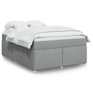 Box spring postel s matrací světle šedá 140 x 190 cm textil - obrázek 1