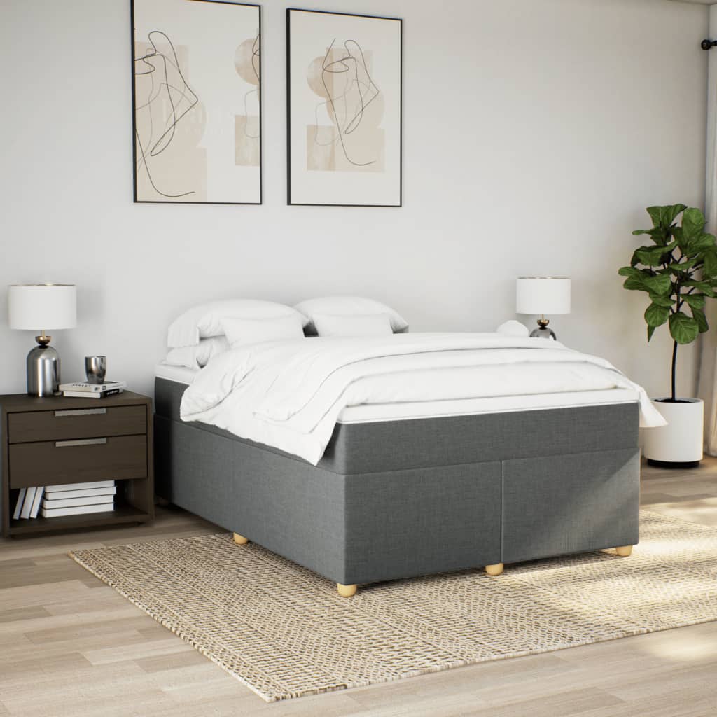 vidaXL Boxspring met matras stof donkergrijs 140x190 cm grijs, foto 2